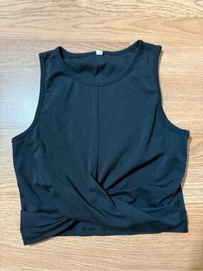 Women's Black Twist-Front Tank Top